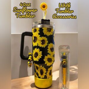 40oz Sunflower Tumbler W/ accessories